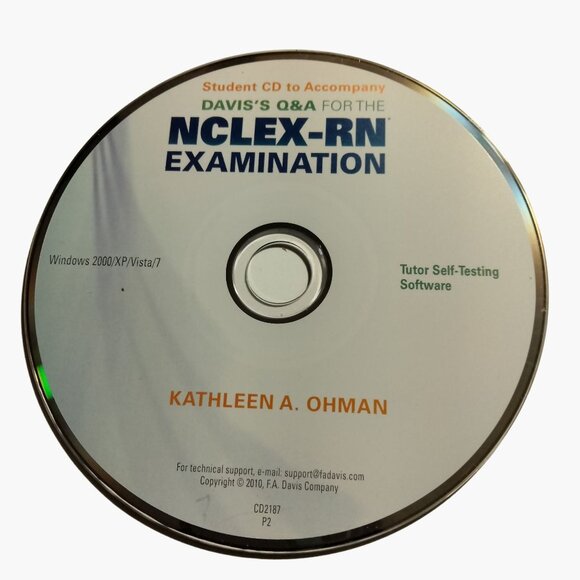 F A Davis Other - Davis Q A NCLEX RN Examination Student CD Tutor Self testing 2010 Ohman CD